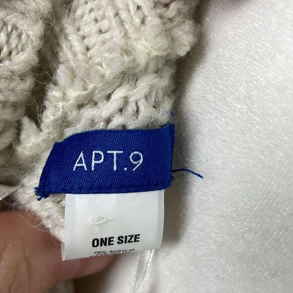 Apt. 9 Honor Roll Knit Cable Fringe Poncho Sweater Ivory Off White - Picture 8 of 9